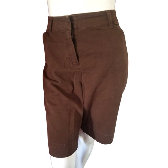 Jones New York Sport High Waisted Bermuda Shorts Sz 14 Petite Womens Brown with - Picture 3 of 8